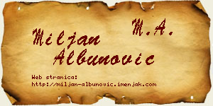 Miljan Albunović vizit kartica